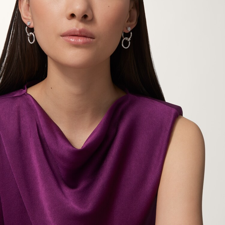 JUSTE UN CLOU EARRINGS, DOUBLE, PAVED