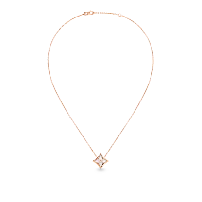 Color Blossom star pendant, pink gold and white mother-of-pearl