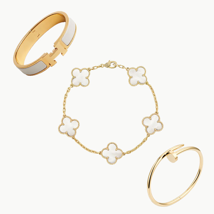 3‑Piece Icon Stack – Yellow Gold  Clou & Clover