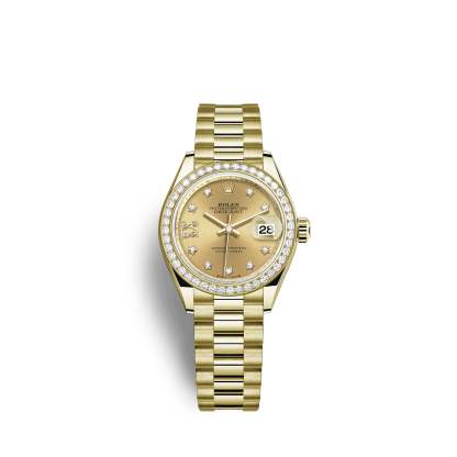Lady-Datejust 28, 18kt Yellow Gold and diamonds, Ref# 279138RBR-0006