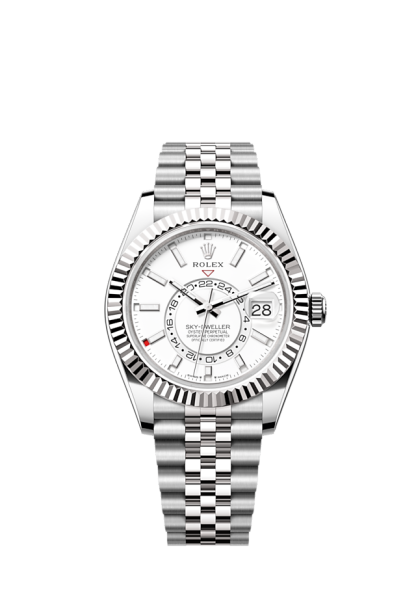 Sky-Dweller, 42mm, Oystersteel and 18k White Gold, White, Jubilee, Ref# 336934-0004