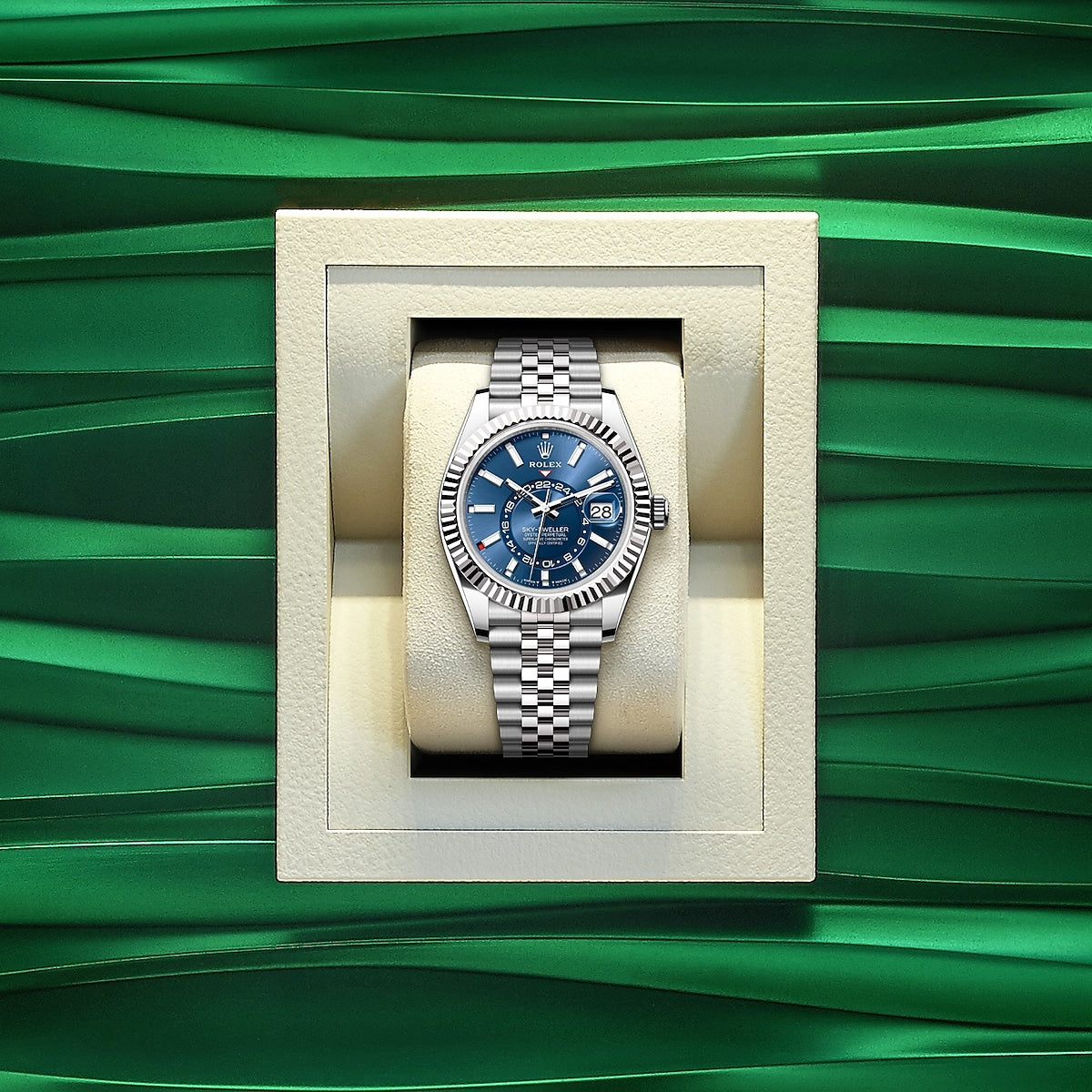 Sky-Dweller, 42mm, Oystersteel and 18k White Gold, Blue, Jubilee, Ref# 336934-0006
