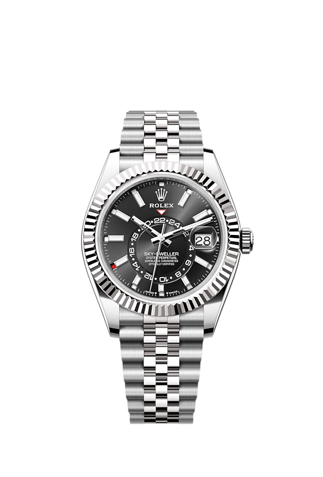 Sky-Dweller, 42mm, Oystersteel and 18k White Gold, Black, Jubilee, Ref# 336934-0008