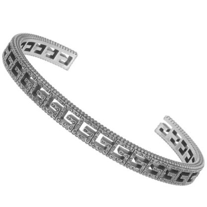 Cubed G Motif Logo Cuff Bracelet in Sterling Silver