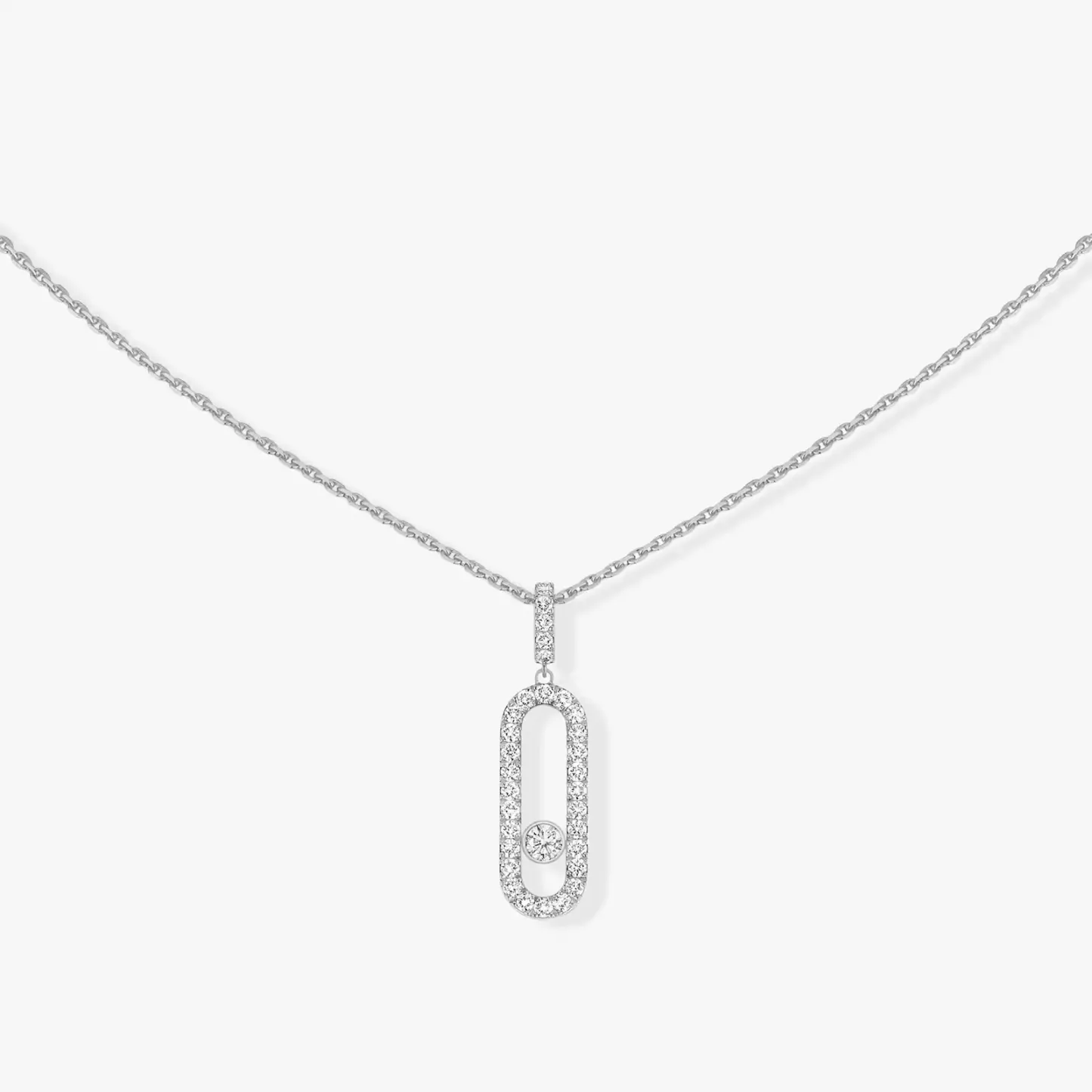 Move Uno Pavé LM White Gold Diamond Necklace