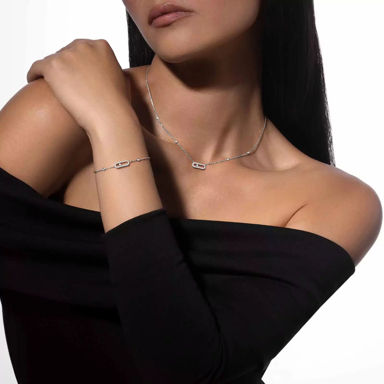 Move Uno Pavé White Gold Diamond Necklace