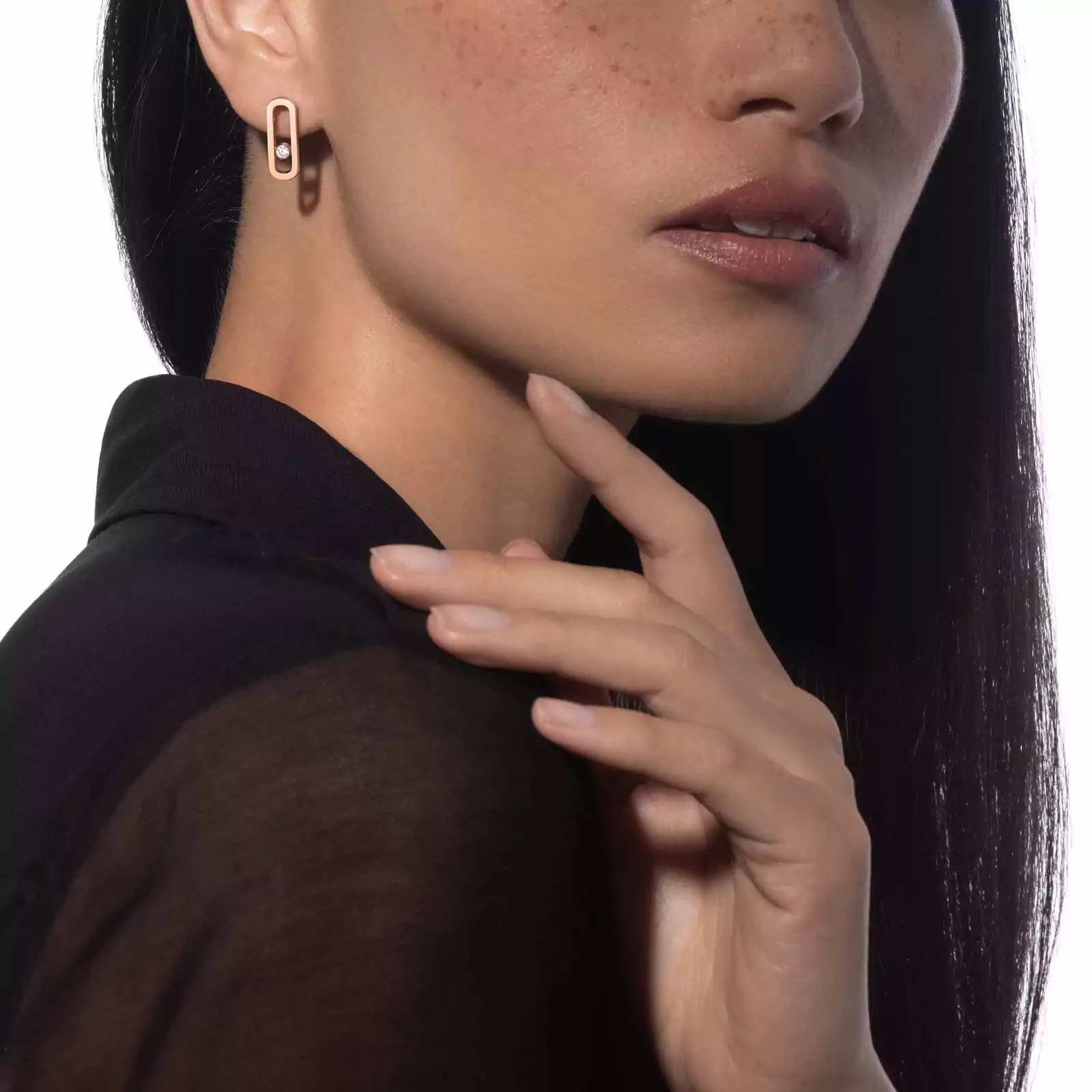 Move Uno Pink Gold Diamond Earrings