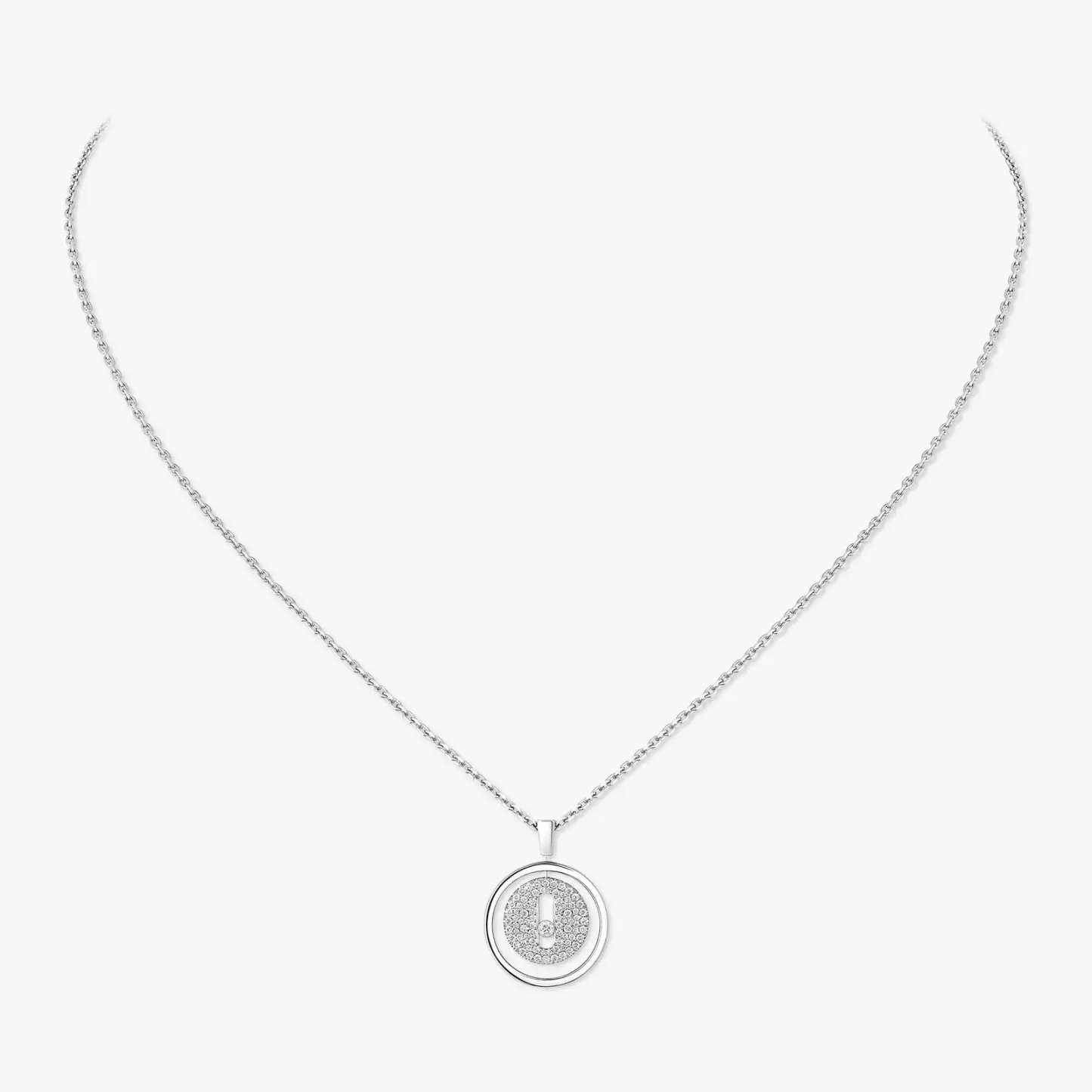 Lucky Move PM Pavé Collier Diamant Or Blanc