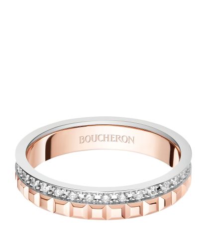 YELLOW GOLD, ROSE GOLD AND DIAMOND QUATRE WEDDING BAND