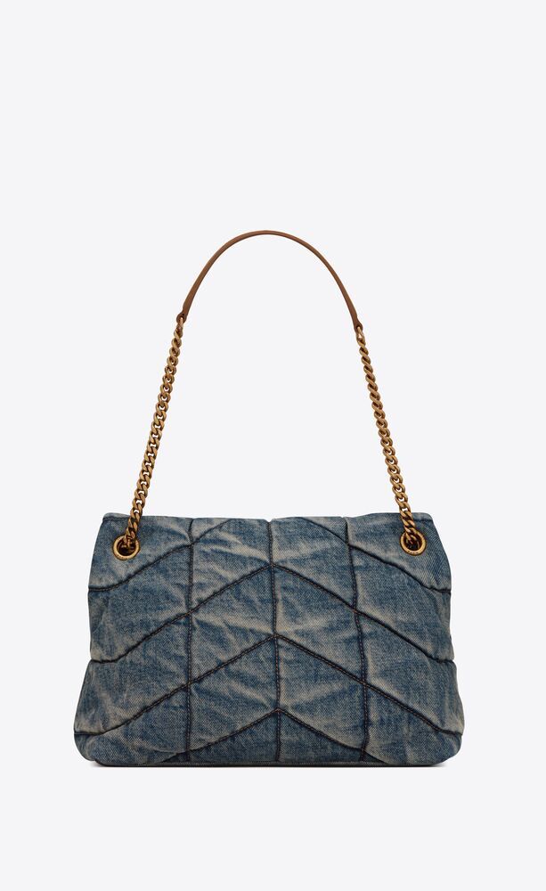 PUFFER MEDIUM IN SUEDE AND DENIM