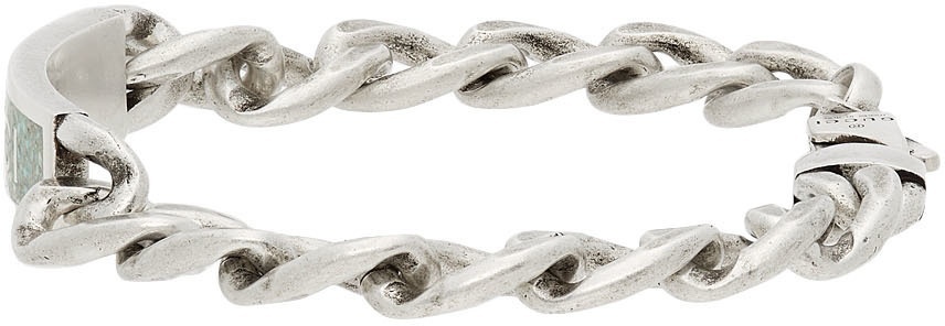 Silver Enamel Logo Bracelet