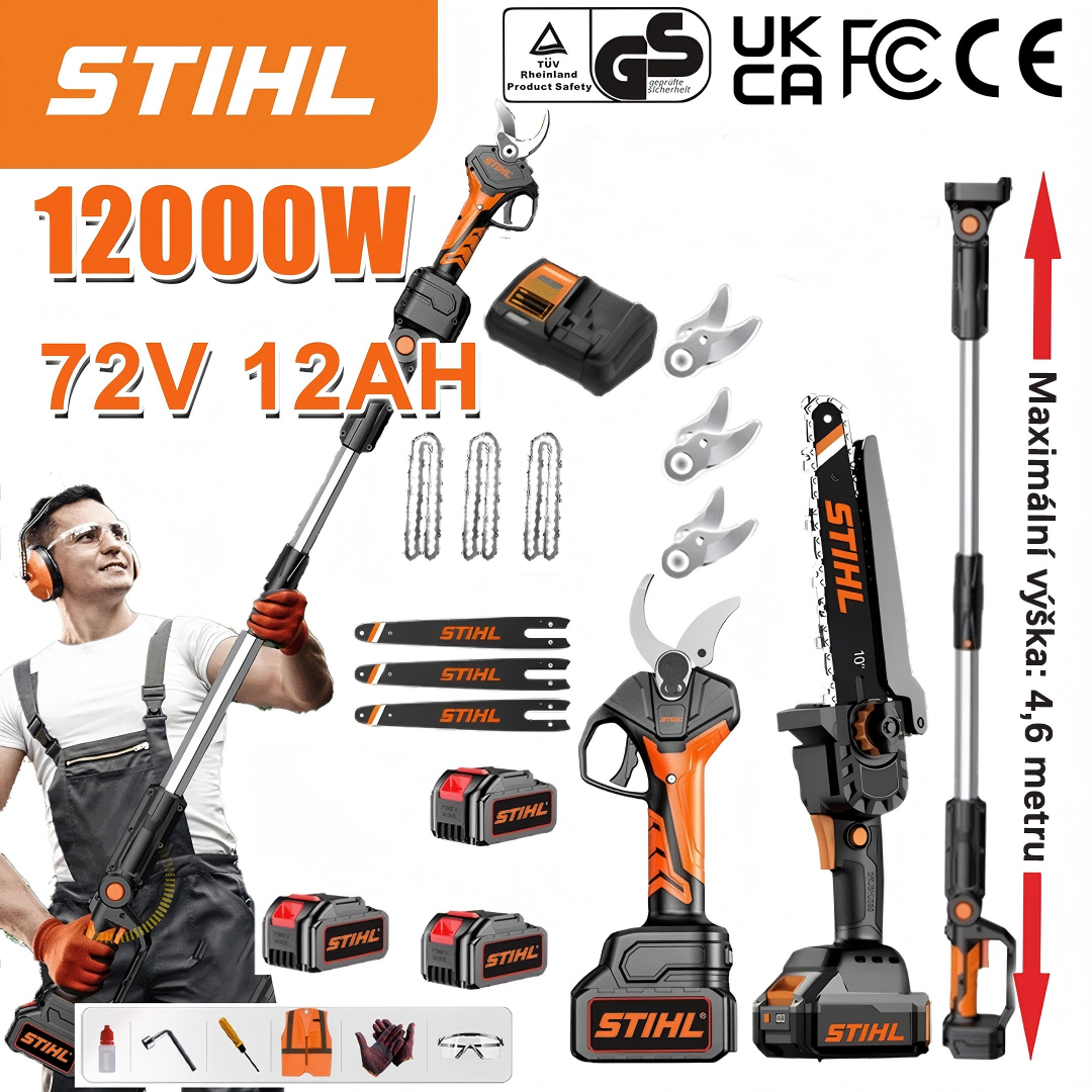 🌲 Teleszkópos láncfűrész 15000 W-os lítium akkumulátorral és hosszabbító rúddal