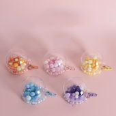 Transparente Acryl-displaykugel Für Individuelle 3d-figuren, Runde Aufbewahrungskugel Mit Farbiger Perlenkette, Schlüsselanhänger