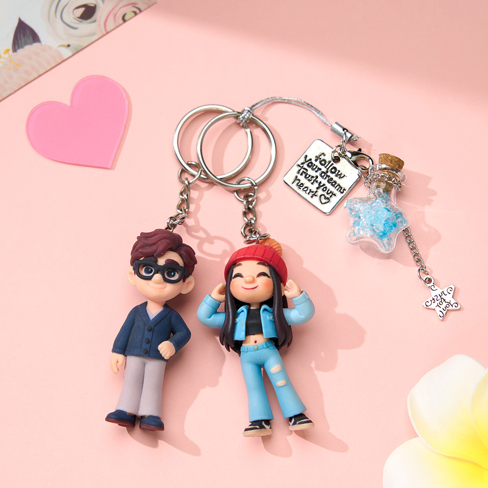 Personalisierter Foto-minifigur-schlüsselanhänger, Individuelle Cartoon-puppe, Geschenk Für Sie, Geschenk Für Die Liebste Zum Geburtstag Oder Valentinstag - 