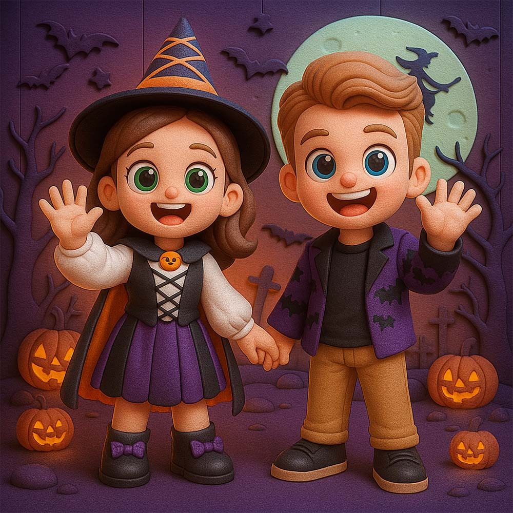 Benutzerdefinierte Gruselige Familie 3d Figur Kindersicheres Halloween Dekor Geschenkset Für Kinder - 