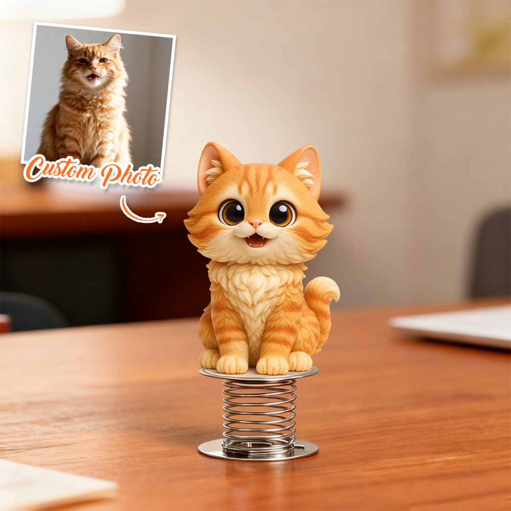 Custom 3D Figure Car Ornament Personalized Spring-Shake Dashboard Figure DIY Car Decoration Gift for Anniversary