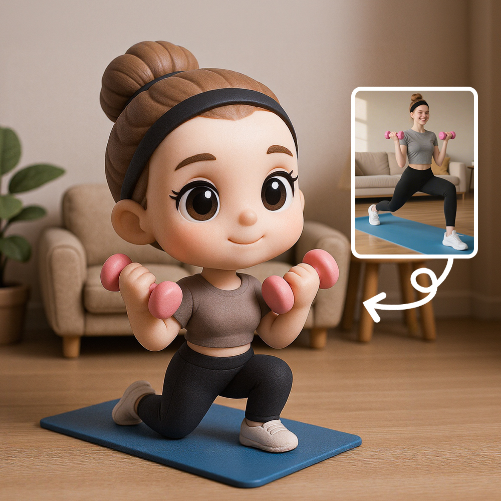 Süße Yoga-mädchen-3d-charakterfigur, Desktop-zubehör Und Geschenkidee - 