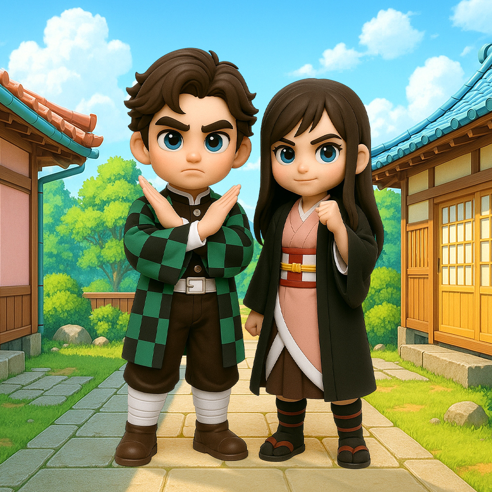 Zwei Cosplay-fotos Zu Benutzerdefinierten Chibi-anime-figuren, Personalisiertes 3d-cartoon-charakterset - 