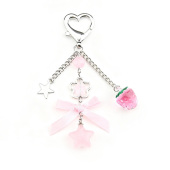 Schlüsselanhänger Mit Rosa Erdbeerstern Und Süßem Herzclip