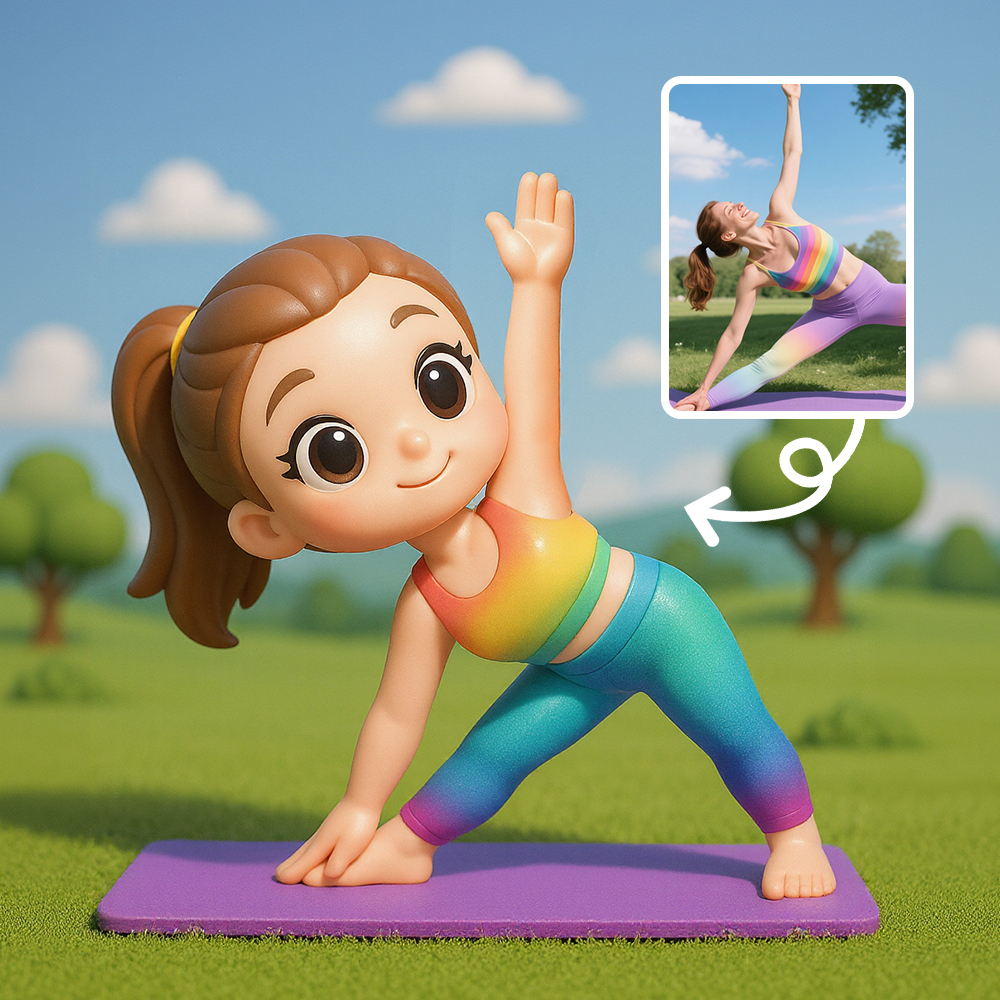 Süße Yoga-mädchen-3d-charakterfigur, Desktop-zubehör Und Geschenkidee - 