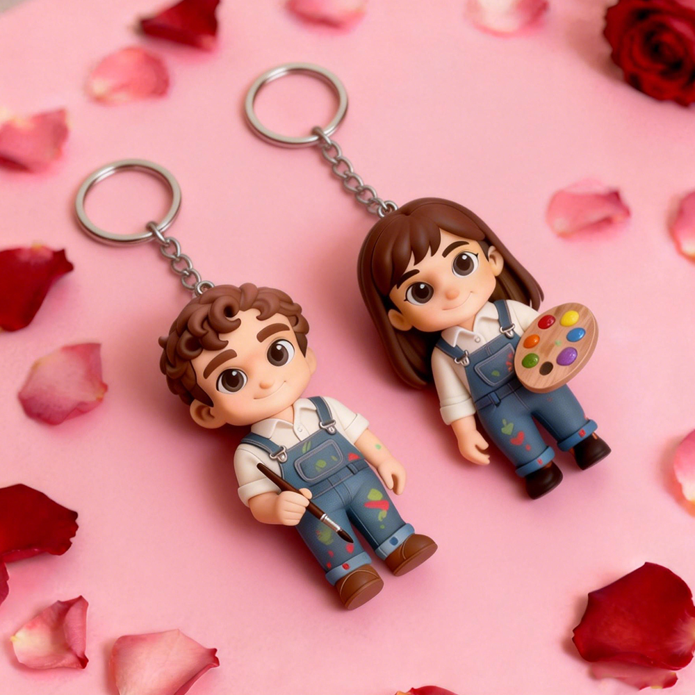 Personalisierte 3d-schlüsselanhänger-figur Nach Ihrem Foto, Personalisierte Mini-puppen-geschenkidee Zum Valentinstag - 