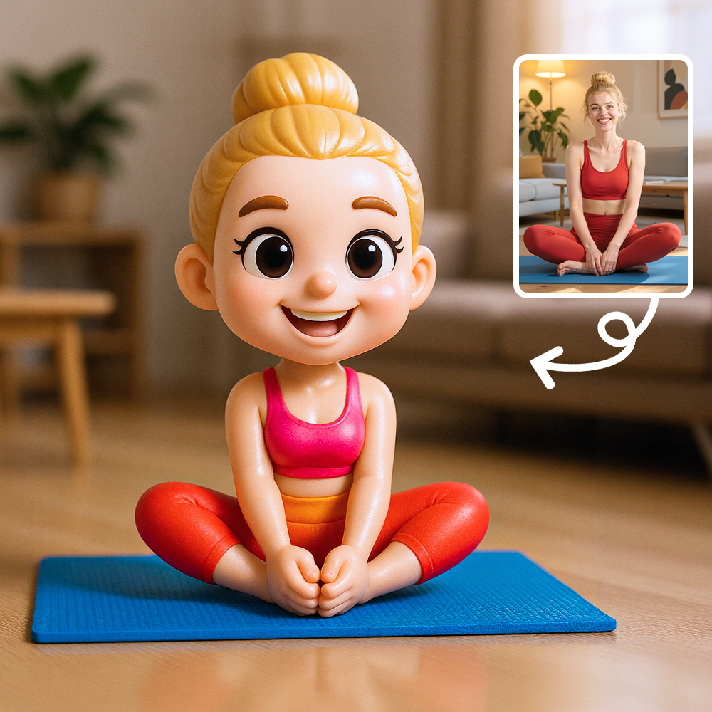 Süße Yoga-mädchen-3d-charakterfigur, Desktop-zubehör Und Geschenkidee - 