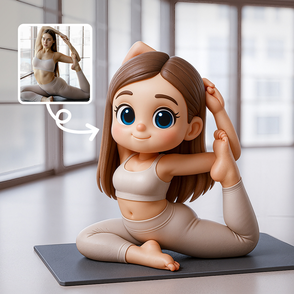 Süße Yoga-mädchen-3d-charakterfigur, Desktop-zubehör Und Geschenkidee - 