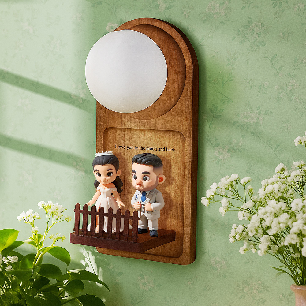 Custom 3D Figurine Cartoon Character Wall Lamp with Personalized Text Night Light Home Decor