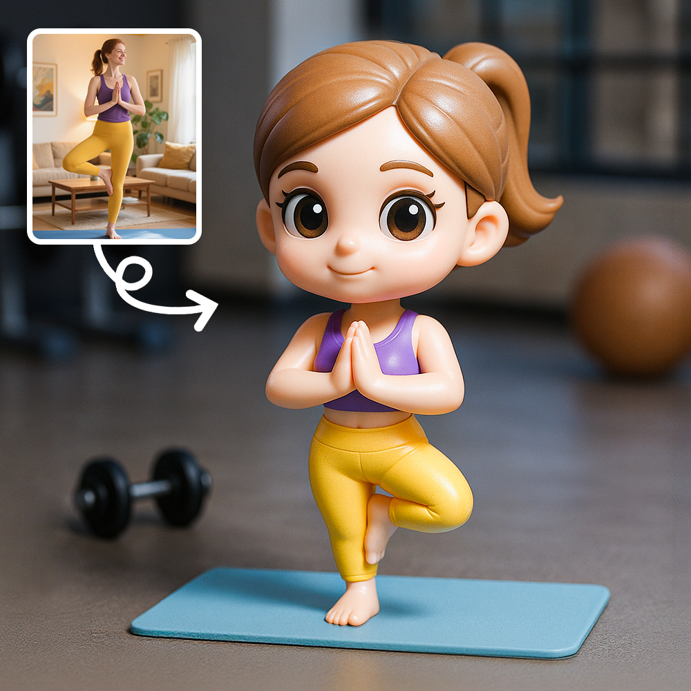 Süße Yoga-mädchen-3d-charakterfigur, Desktop-zubehör Und Geschenkidee - 
