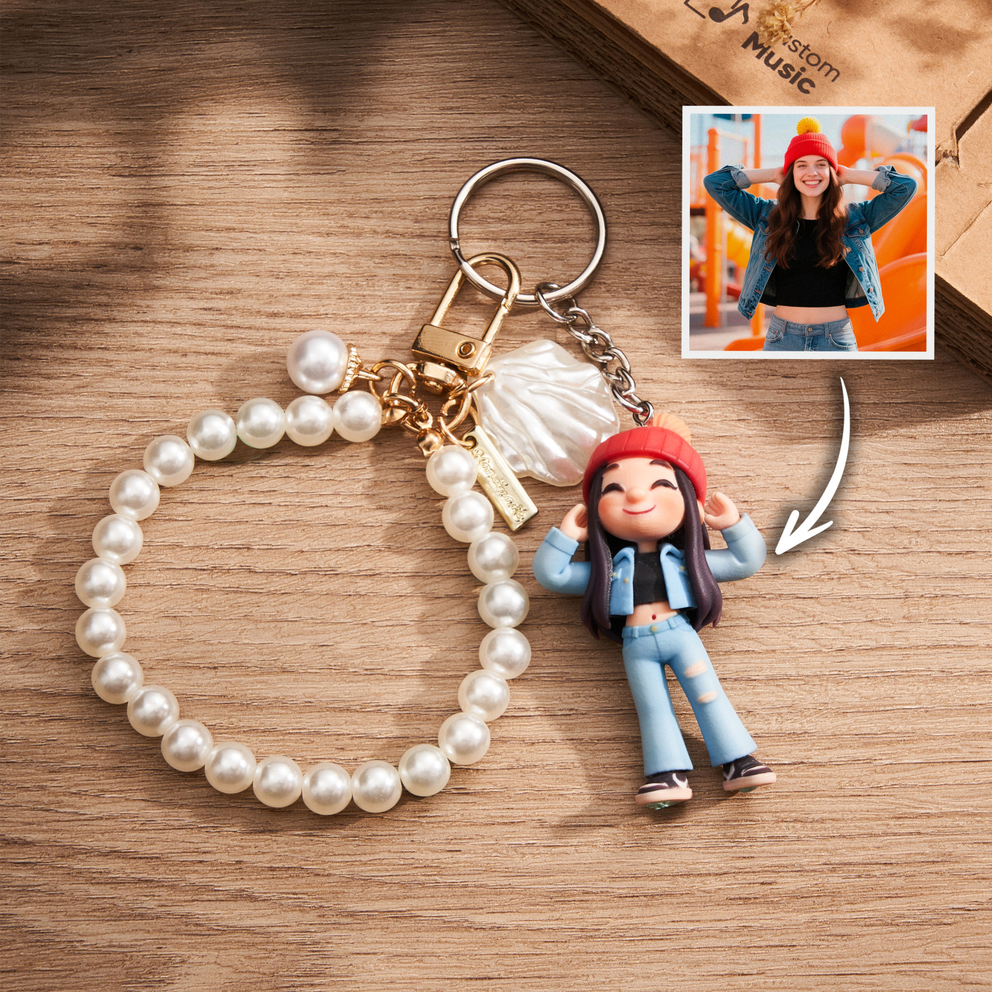 Personalized 3D Keychain from Photo Custom Cartoon Mini Figure Doll Unique Keyring & Creative Gift with Accessory