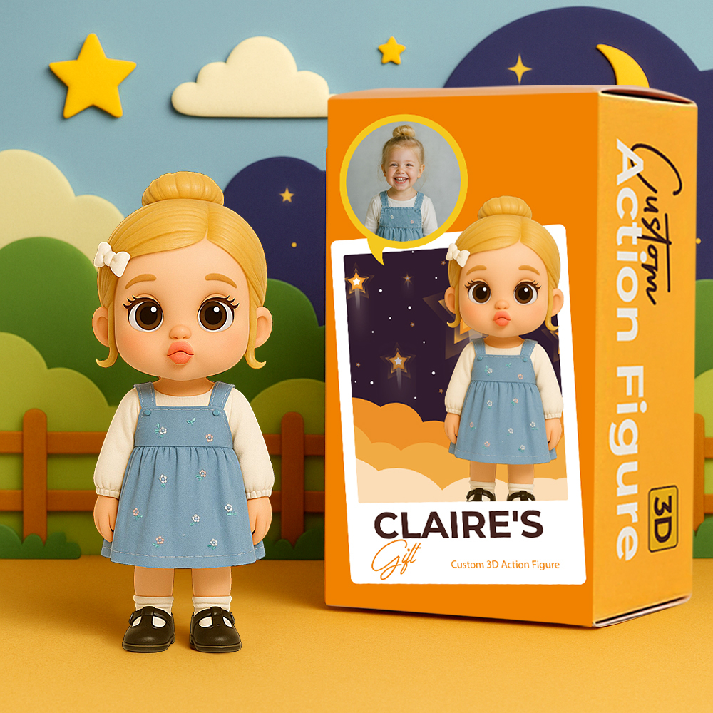 Benutzerdefinierte Süße Spielzeugfigur Im Pouting-stil, 3d-minifiguren, Personalisierte Foto-blindbox, Einzigartiges Geschenk Für Kind, Tochter - 