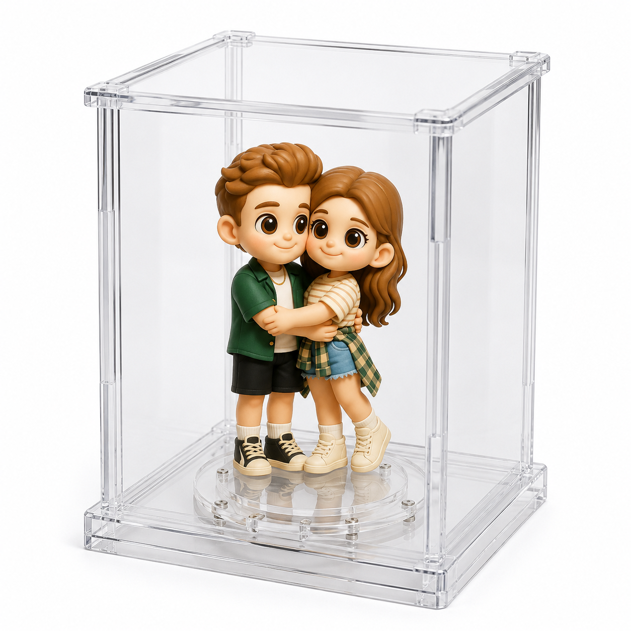 Individuelle 3D-Figur Vom Foto Mit Drehbarer Acryl-Vitrine, Personalisierte Minifigur Für Paare - 