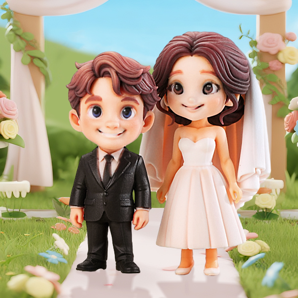 Benutzerdefinierte Hochzeit 3d Figuren Personalisierte Braut Und Bräutigam Puppen Cartoon Einzigartige Hochzeitsgeschenk Andenken Dekoration - 