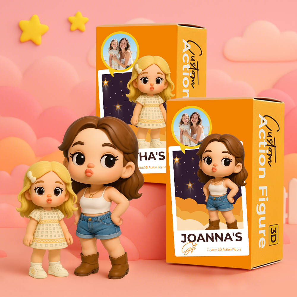 Benutzerdefinierte Süße Spielzeugfigur Im Pouting-stil, 3d-minifiguren, Personalisierte Foto-blindbox, Einzigartiges Geschenk Für Kind, Tochter - 