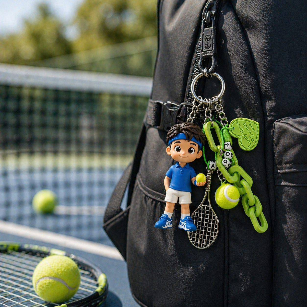 Personalisierter Tennis-3D-Schlüsselanhänger nach Foto, individueller Chibi-Figuren-Schlüsselanhänger, Geschenk für ihn, Freund, Tennisliebhaber und Idol-Fans - 