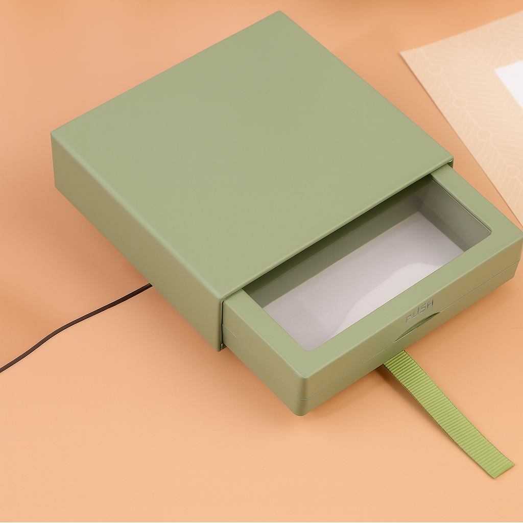 Verpackungsbox Im Schubladenstil - Grün - 9 X 9 Cm - 