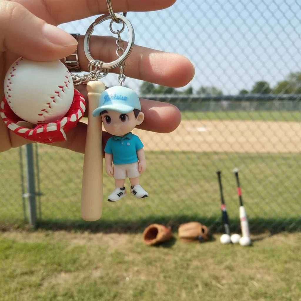 Personalisierter 3d-foto-schlüsselanhänger, Mini-figur Nach Ihrem Foto, Personalisierter 3d-baseballspieler-schlüsselanhänger, Geschenk Für Fans, Erinnerungsstück Für Sportbegeisterte