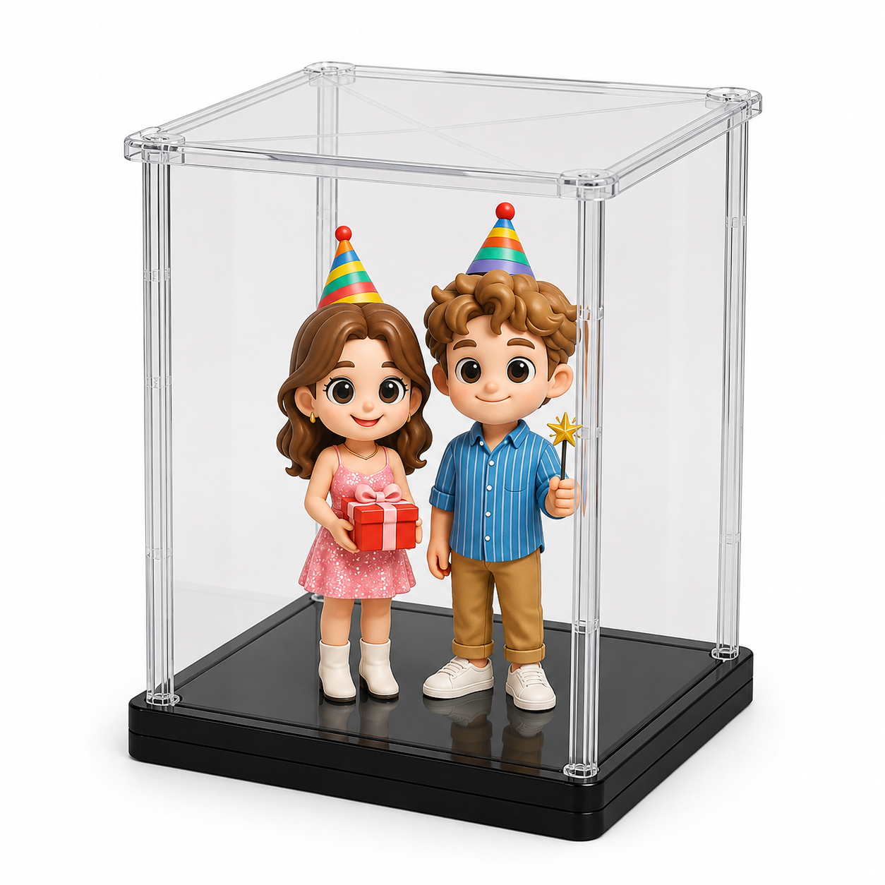 Individuelle 3D-Figur Vom Foto Mit Drehbarer Acryl-Vitrine, Personalisierte Minifigur Für Paare - 