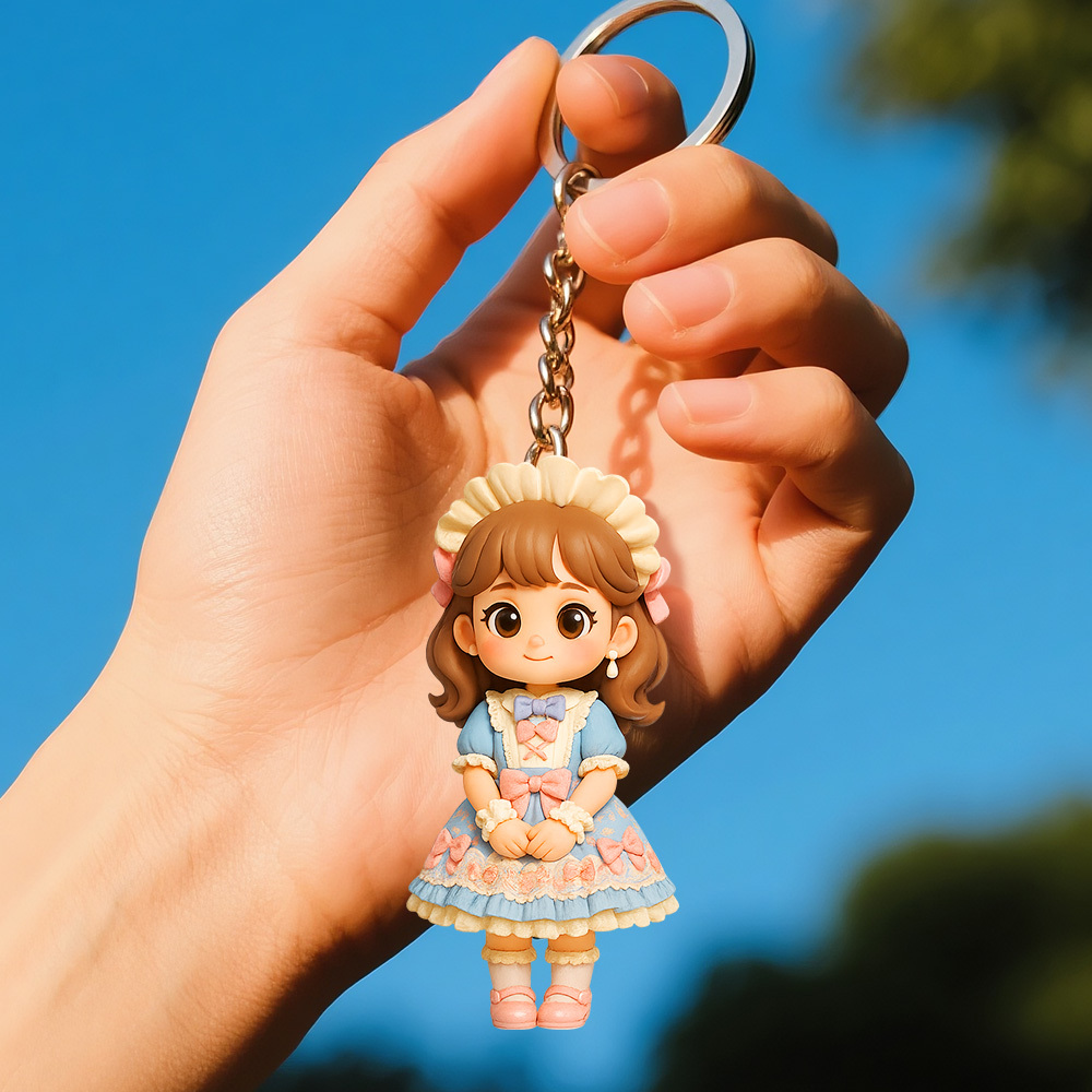 Personalisierter Schlüsselanhänger Im Lolita-stil Von Ihrem Foto, Personalisiertes Süßes Accessoire, Einzigartiges Geschenk Für Freunde, Liebhaber, Geburtstagsgeschenk - 