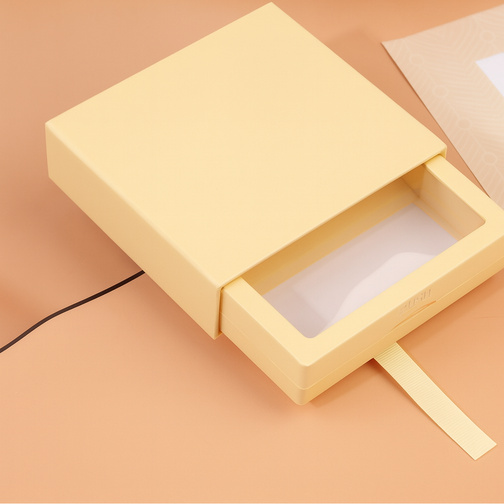 Verpackungsbox Im Schubladenstil - Gelb - 9 X 9 Cm - 