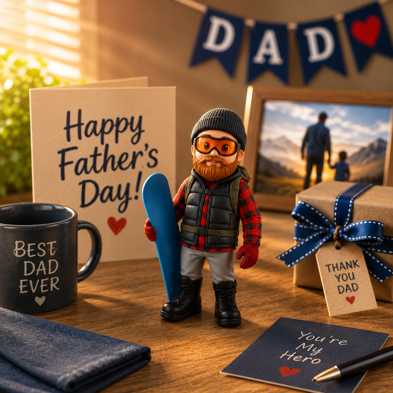 Personalisierte 3D-Figur für Papa – sinnvolles Vatertagsgeschenk zur Präsentation zu Hause und im Büro - 