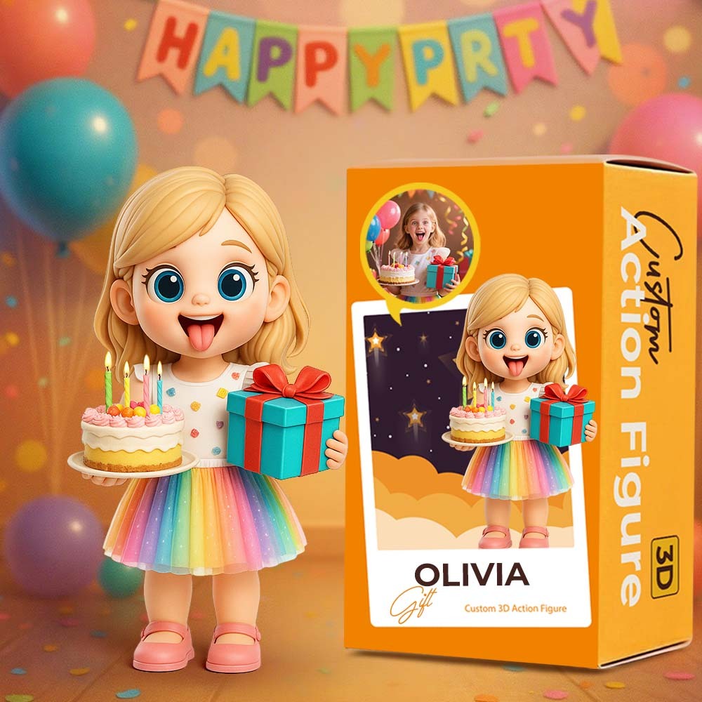Benutzerdefinierte 3d-actionfigur Von „verwandeln Sie Ihr Kinderfoto In Ein Einzigartiges Geschenk Zum Geburtstag“. - 