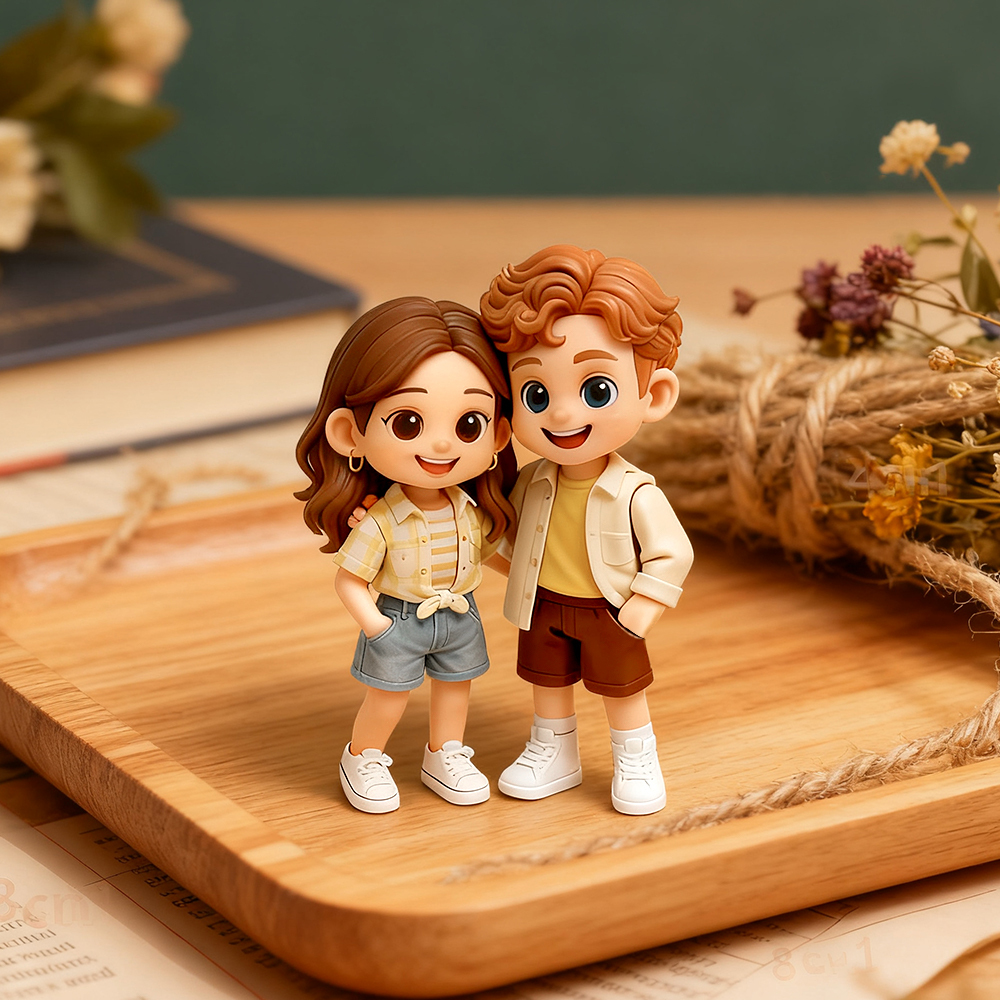 Personalisierte Doppelfigur Von Ihrem Foto, Personalisierte Paarfigur, Einzigartiges Verbundenes Puppengeschenk Für Verliebte, Jahrestag, Valentinstag, Hochzeit - 