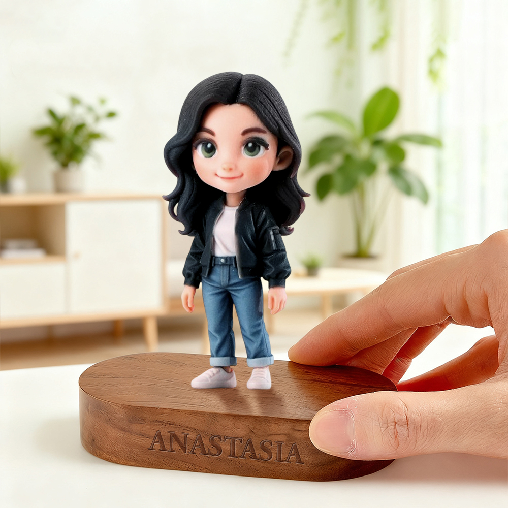 Individuell Gestaltete 3d-figur Mit Graviertem Holzsockel, Personalisiertem Namen Und Individueller Botschaft. Massivholzständer Für Die Dekoration Ihres Zuhauses Und Als Erinnerungsgeschenk Zum Jahrestag. - 