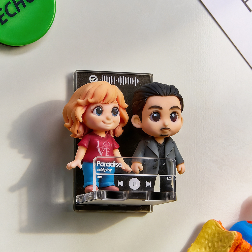 Custom 3D Action Figure from Your Photo Personalized Music Code Fridge Magnet Unique & Memorable Gift for Lovers, Boyfriends, Girlfriends