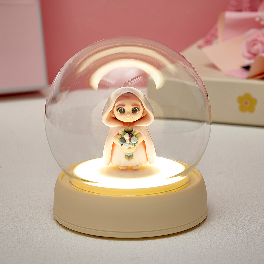 Custom 3D Action Figure Night Lamp from Your Photo Glass Display Dome Auto Sensor Home Decor for Boyfriend, Girlfriend or Anniversary