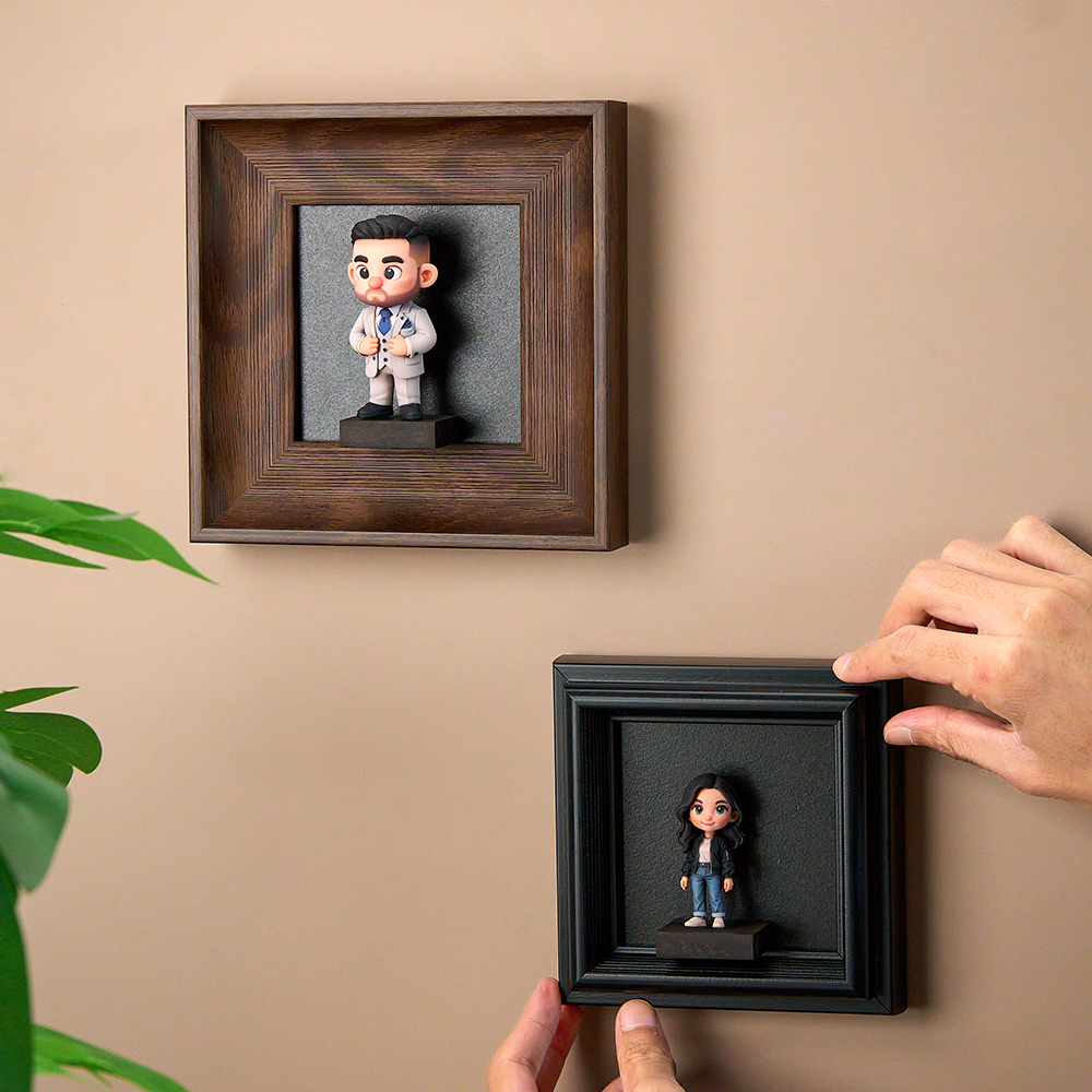 Benutzerdefinierte 3d Blind Box Spielzeug Figur In Hängen Rahmen Wand Rahmen Home Decor Plaque Geschenk Für Paar - 