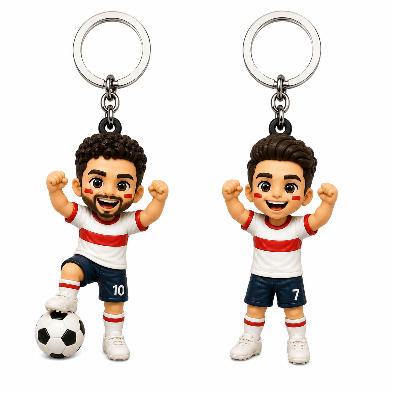 Personalisierter 3D-Schlüsselanhänger Für Fußballfans, Individuelle Fußballfigur Vom Foto, Niedlicher Chibi-Sport-Schlüsselanhänger Als Geschenk - 