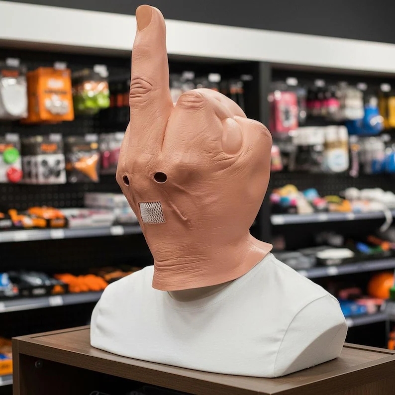 Lustige Mittelfinger-Kopfmaske – Halloween-Kostüm Und Streichgeschenk Für Erwachsene - 