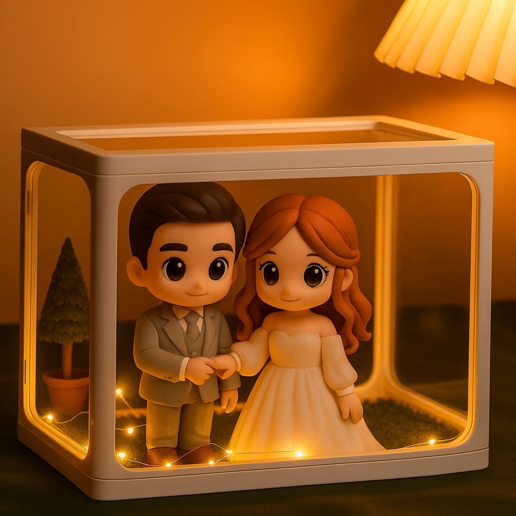 Personalisierte 3D-Figur vom Foto, Aufbewahrungsbox aus hochklarem Glas, individuelle Mini-Figurenpuppe, perfektes Vatertagsgeschenk für Papa - 